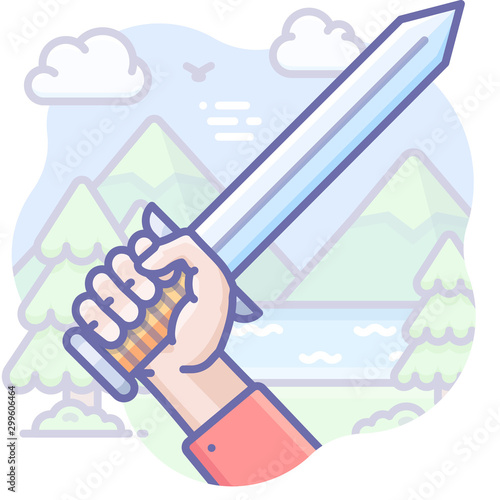 war attack sword hand