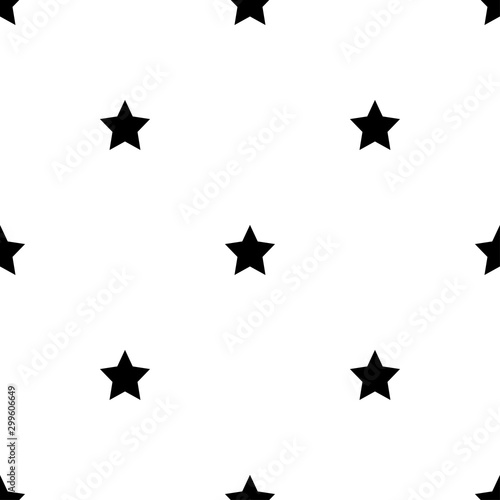 Black stars isolated on a white background.  Seamless pattern