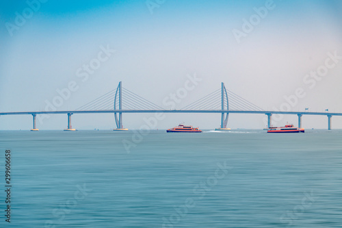 The seaside view of the Zhuhai section of the Hong Kong-Zhuhai-Macao Bridge in China