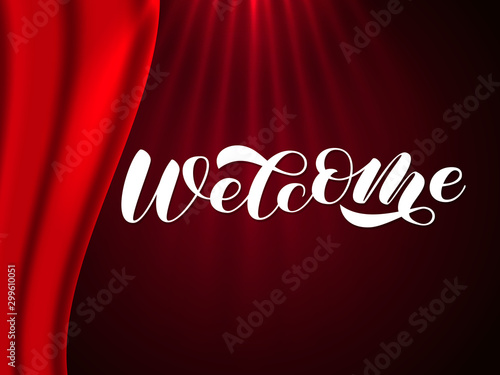 Welcome brush lettering. Vector illustration for card or poster