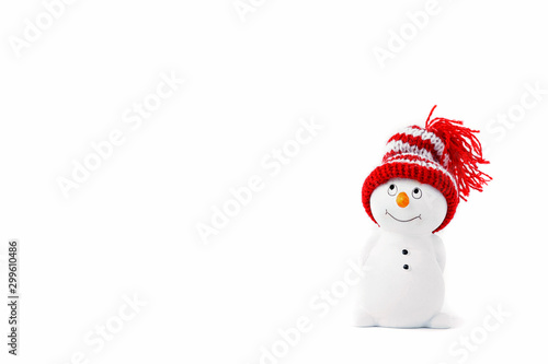 Photo Happy snowman standing isolated on white background