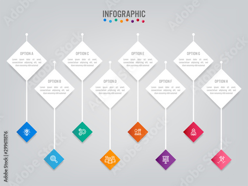 Business infographic labels template with options. Creative template for presentation