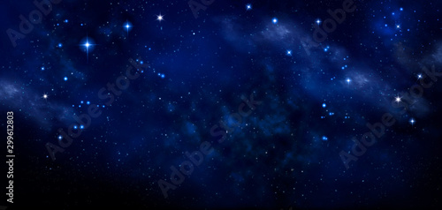 Space blue background with nebula and stars