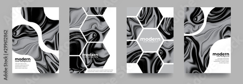 Black And White Fluid Cover Template in Minimal Design