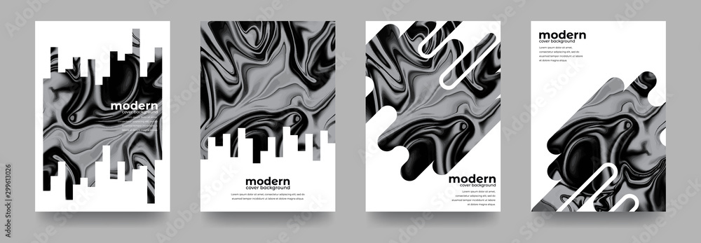 Black And White Fluid Cover Template in Minimal Design