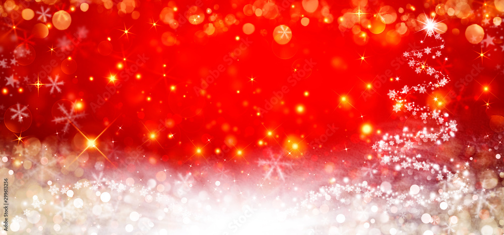 The Magic Christmas Tree. Merry Christmas and happy New Year greeting card. Elegant red Christmas background The Magic Christmas Tree. Merry Christmas and happy New Year greeting card. Elegant red Christmas background