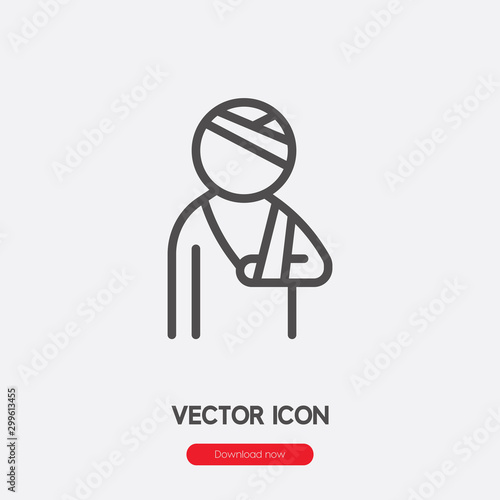 Injury icon vector. Linear style sign for mobile concept and web design. Wounded symbol illustration. Pixel vector graphics - Vector.