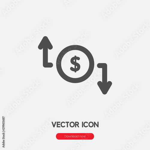 Increasing and decreasing of dollar value vector icon symbol sign.
