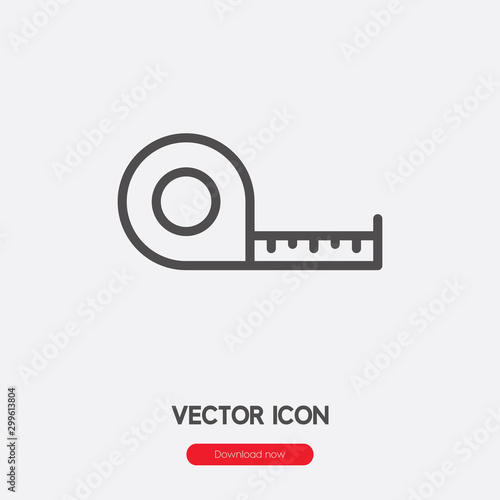 Measuring tape icon vector. Linear style sign for mobile concept and web design. Measuring tap symbol illustration. Pixel vector graphics - Vector.