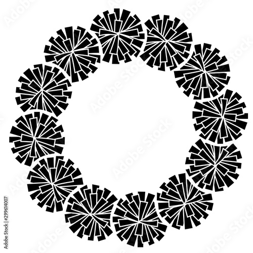 Pom poms frame monogram digital downloads stock file. Cheer leading signs. Sports decor. Image on a transparent background.