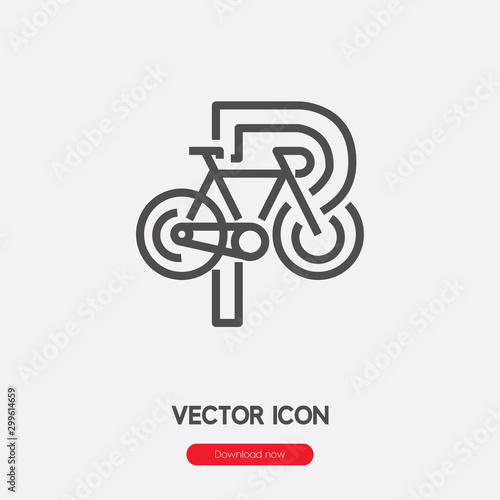 Bike parking icon vector. Linear style sign for mobile concept and web design. Bicycle parking symbol illustration. Pixel vector graphics - Vector.