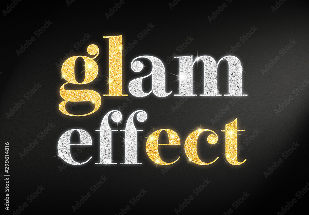 Custom glitter text Photo frame effect