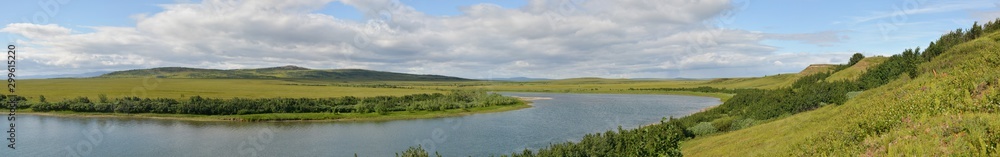 Panorama of the river in the natural Park on Taimyr.
