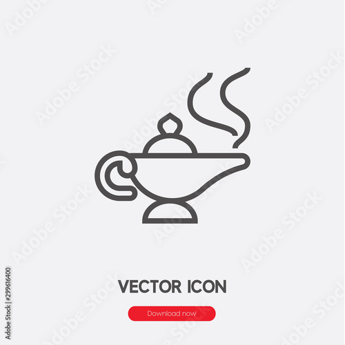 Magic lamp icon vector. Linear style sign for mobile concept and web design. Magic lamp symbol illustration. Pixel vector graphics - Vector.