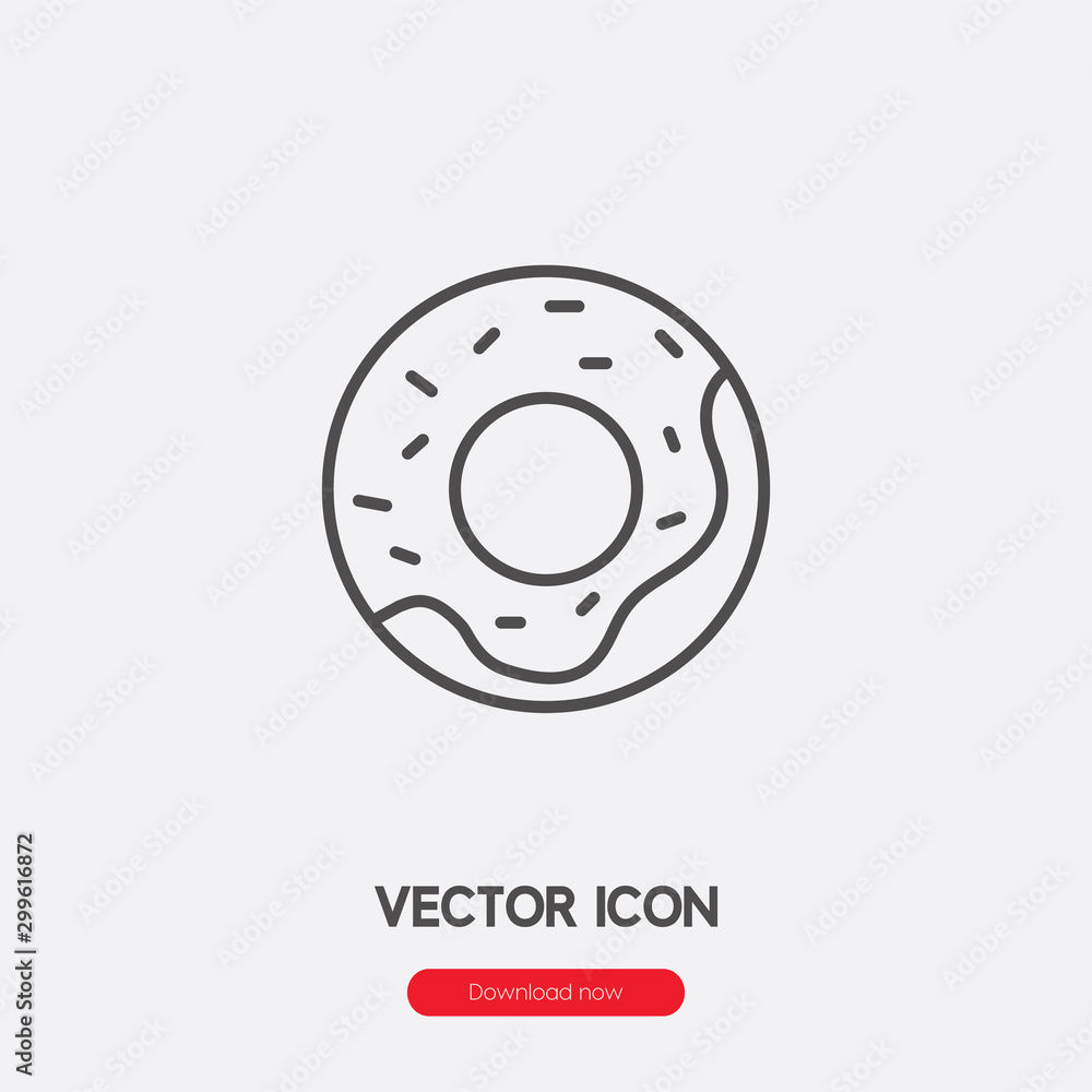 Doughnut icon vector. Linear style sign for mobile concept and web design. Donut symbol illustration. Pixel vector graphics - Vector.