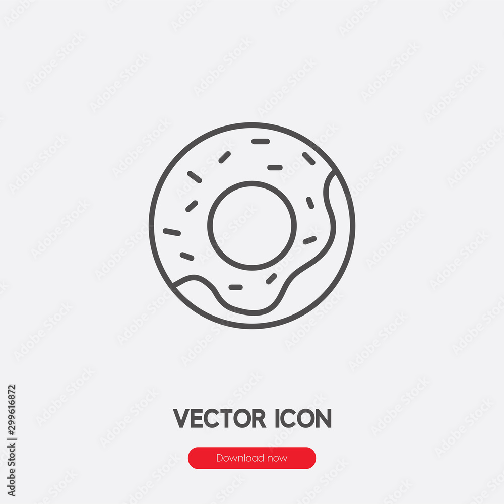 Doughnut icon vector. Linear style sign for mobile concept and web design. Donut symbol illustration. Pixel vector graphics - Vector. Doughnut icon vector. Linear style sign for mobile concept and web design. Donut symbol illustration. Pixel vector graphics - Vector.