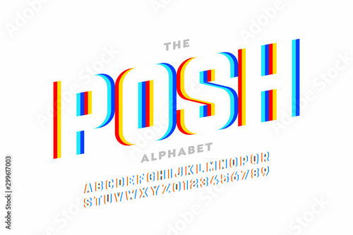 Modern font design, vibrant alphabet, letters and numbers