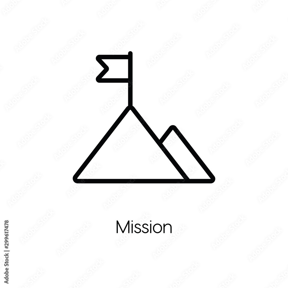 Mission icon vector. Linear style sign for mobile concept and web design. Success, goal symbol illustration. Pixel vector graphics - Vector. Mission icon vector. Linear style sign for mobile concept and web design. Success, goal symbol illustration. Pixel vector graphics - Vector.