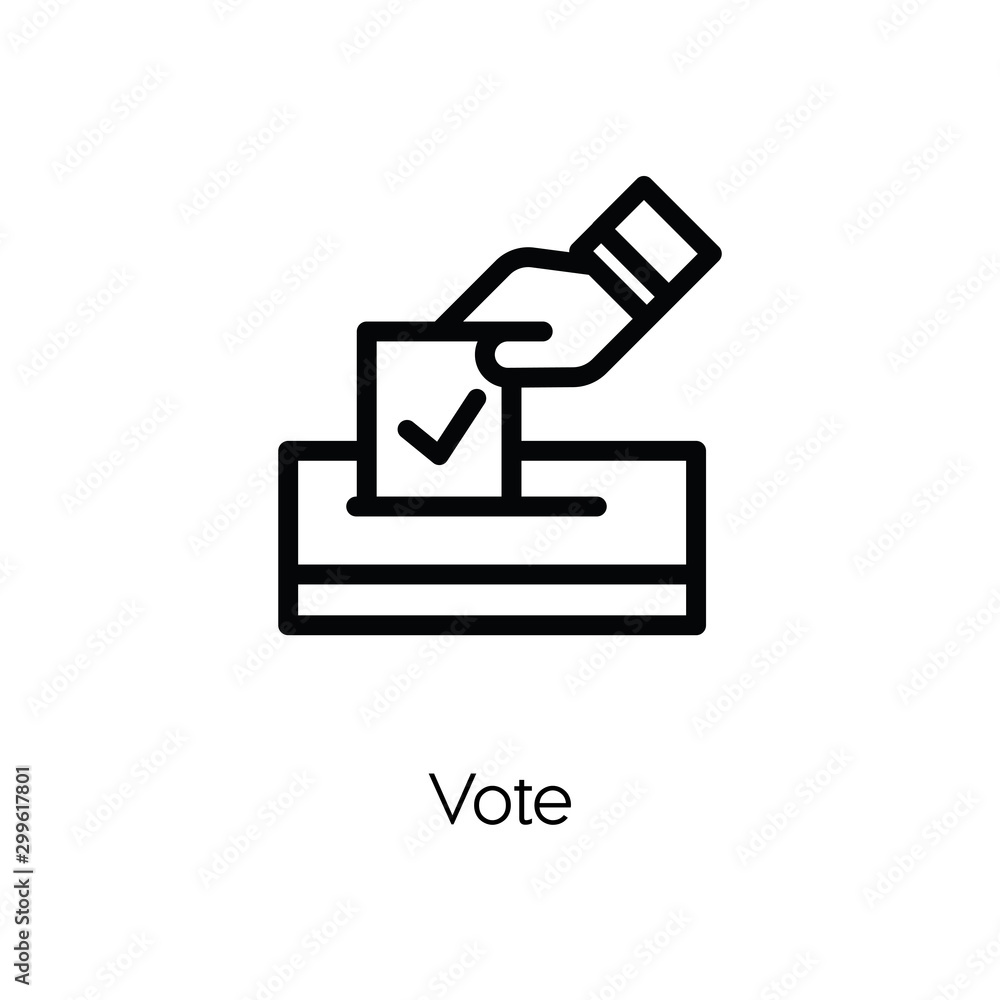 Vote icon vector. Linear style sign for mobile concept and web design. Vote symbol illustration. Pixel vector graphics - Vector. Vote icon vector. Linear style sign for mobile concept and web design. Vote symbol illustration. Pixel vector graphics - Vector.
