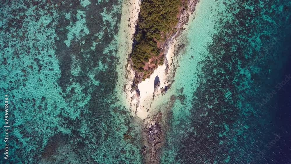 Top Down Aerial View of Pristine Nature of Exotic Tropical Island With Coral Reefs. Philippines Southeast Asia Top Down Aerial View of Pristine Nature of Exotic Tropical Island With Coral Reefs. Philippines Southeast Asia