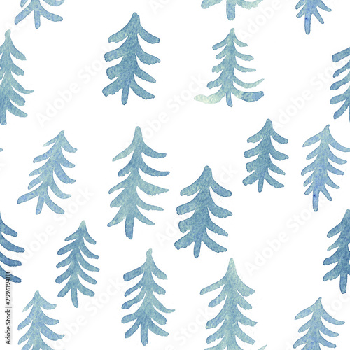 Watercolor seamless blue pa...