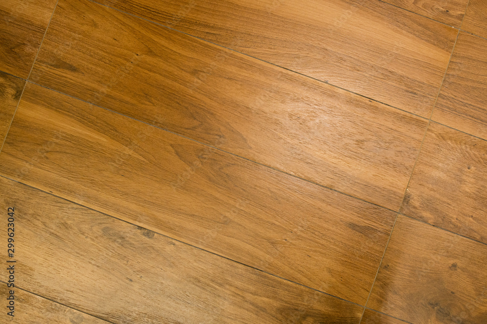 Fototapeta premium Wooden Floor texture. Brown tiles floor background. Floor tiles...