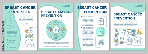 Breast cancer prevention creative brochure template. Women health. Flyer, booklet, leaflet print, cover design with linear illustrations. Vector page layouts for magazines, annual reports, posters