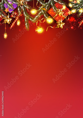 Red background for Merry Christmas and happy New Year - Vector