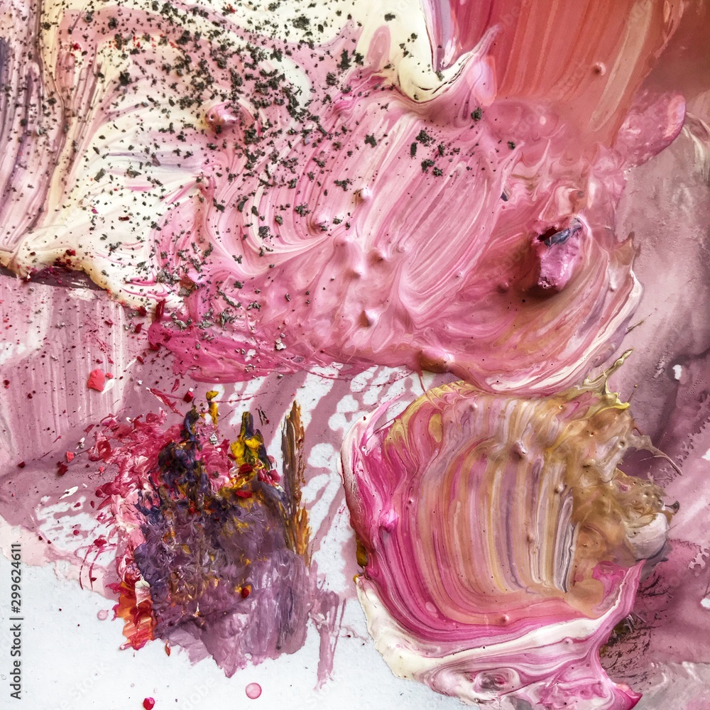 pink paint palette pigment mixing I abstract art texture Stock Photo