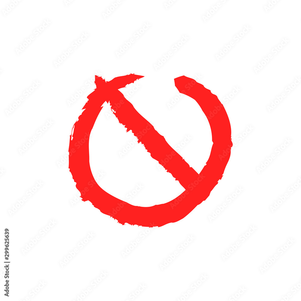 Fototapeta premium Prohibited doodle icon. Prohibition hand drawn sign.