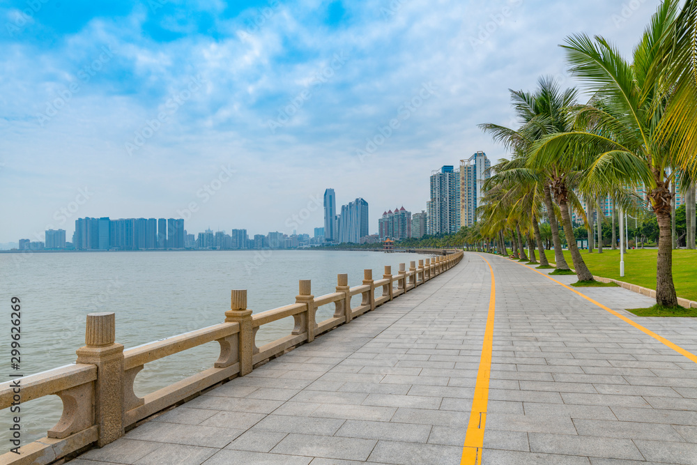 Coastal view of the South Road of couples in Zhuhai City, Guangdong Province