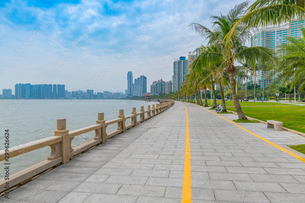 Coastal view of the South Road of couples in Zhuhai City, Guangdong Province