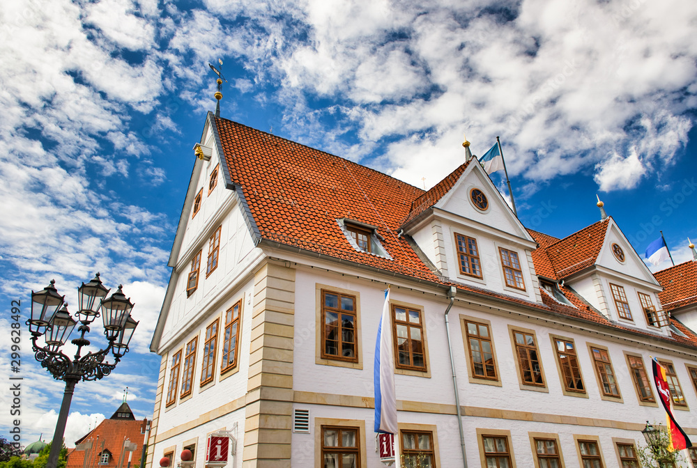 Beautiful medieval buildings of Celle in summer season, Germany