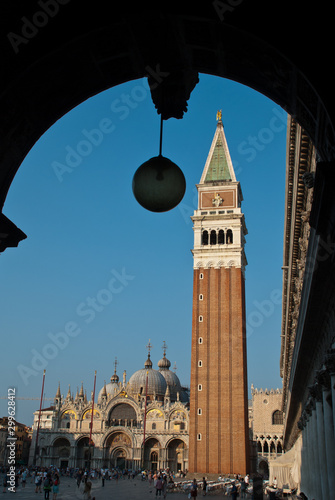 Venice, Italy: View of Campanile and The Patriarchal Cathedral Basilica of Saint Mark