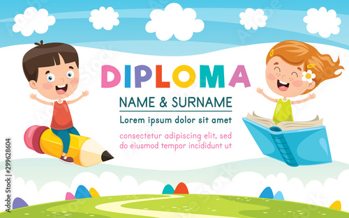 Diploma Certificate Template Design For Children Education