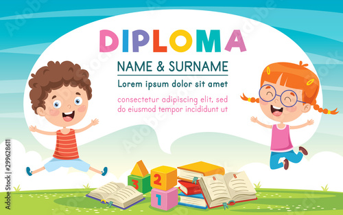 Diploma Certificate Template Design For Children Education