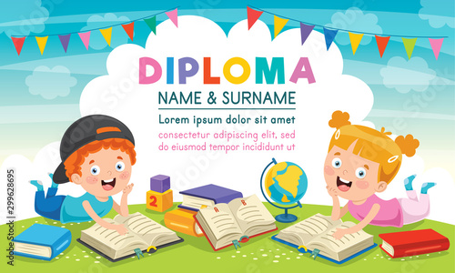 Diploma Certificate Template Design For Children Education
