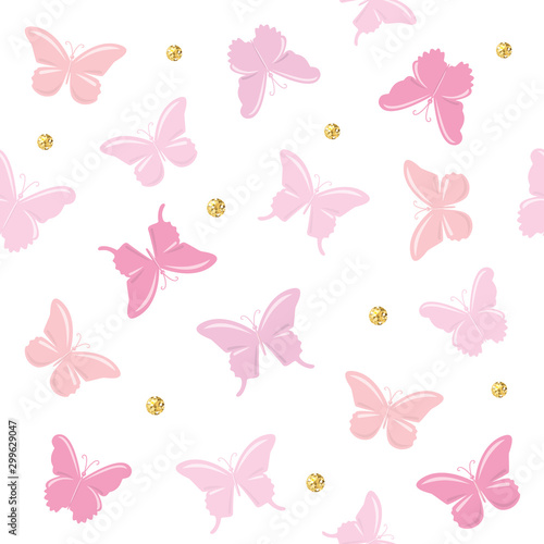 Photography Butterflies with glitter polka dots seamless pattern background