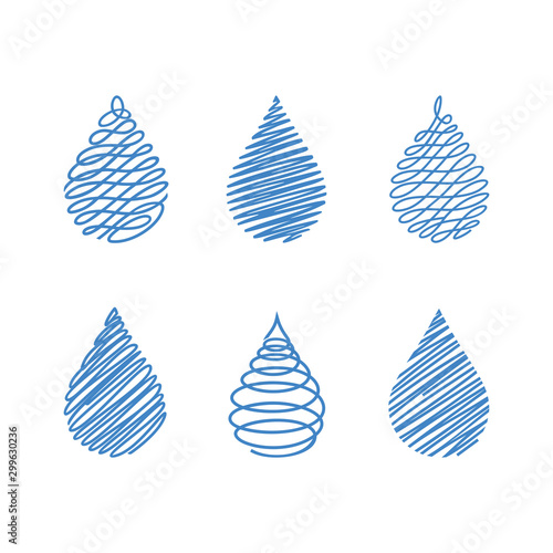 Water drops. Set of modern vector icons or logo templates. Can be used for healthcare and ecology, care of environmental protection, hydro therapeutic, eco friendly water, SPA-center. 