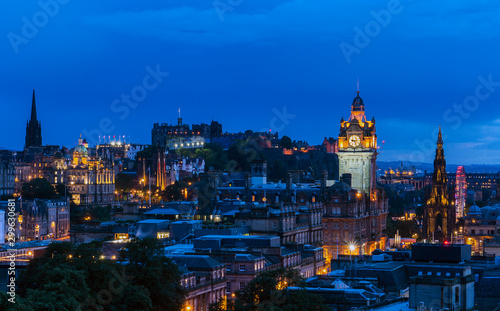 Edinburgh Scotland Skyline at twilight, viewed from Calton Hill