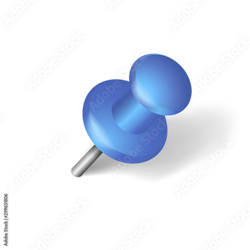 Blue pin isolated on white