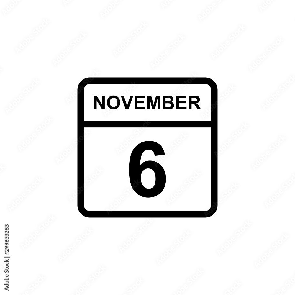 calendar - November 6 icon illustration isolated vector sign symbol calendar - November 6 icon illustration isolated vector sign symbol