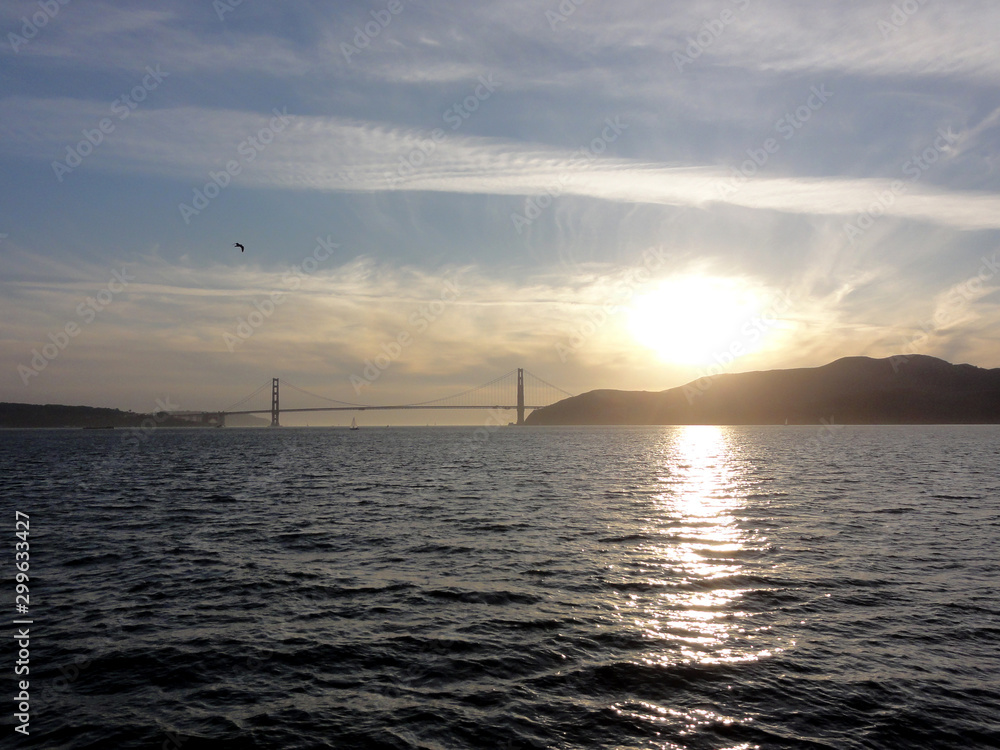 Sunset over San Francisco Bay and the Golden Gate Bridge