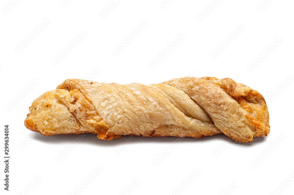 Cheese bread. Fresh homemade bread with cheese on a white background.