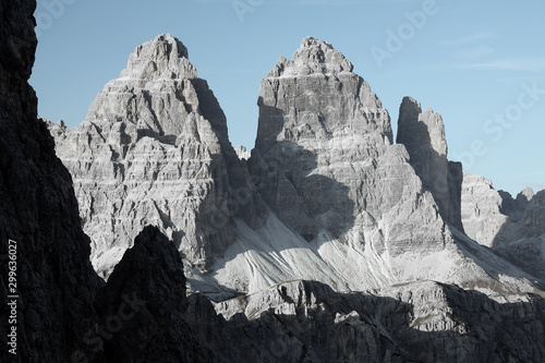 Tre Cime (Three Peaks) di Lavaredo (Drei Zinnen) , are three of the most famous peaks of the Dolomites, in the Sesto Dolomites, Italy, Europe © Rechitan Sorin