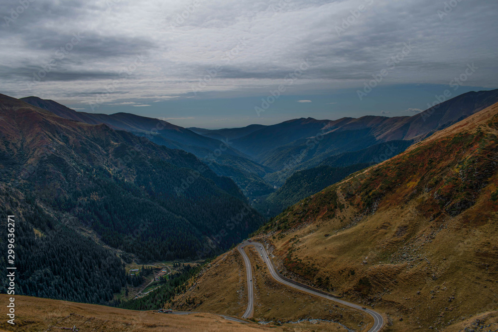 road in mountains Transfagarasan autumn