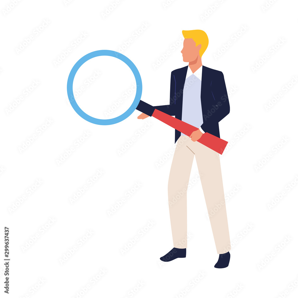 avatar businessman holding a magnifying glass avatar businessman holding a magnifying glass