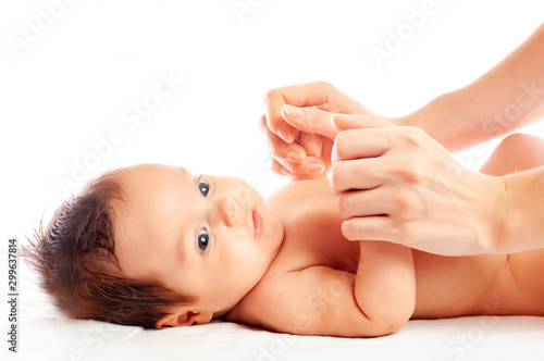 Hand massage for a two month old baby