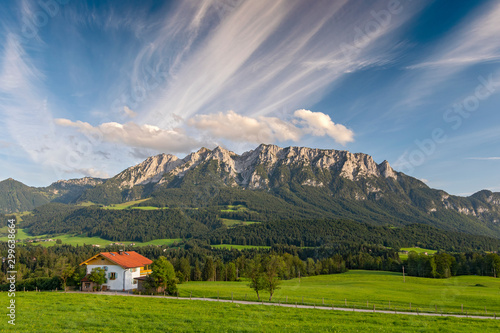 Niederndorferberg is a small village overlooking Niederndorf offering spectacular views of the surrounding mountain landscape, Austria. photo