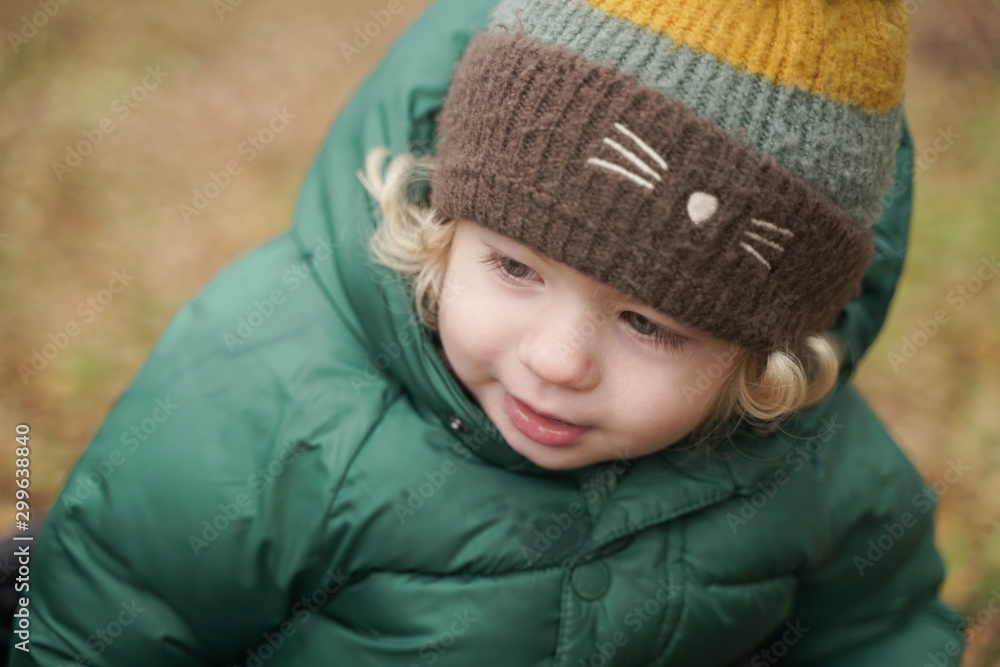 Happy 2 years old child closeup portrait at autumn park Happy 2 years old child closeup portrait at autumn park